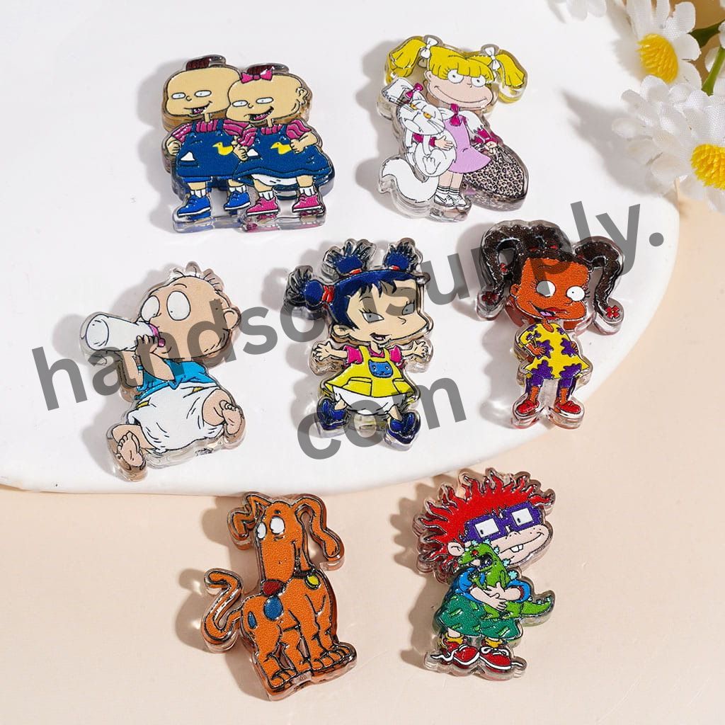 Classic Cartoon Naughty Kids Baby Character Series Acrylic Beads for Pendants, Assorted Designs, Random Mix
