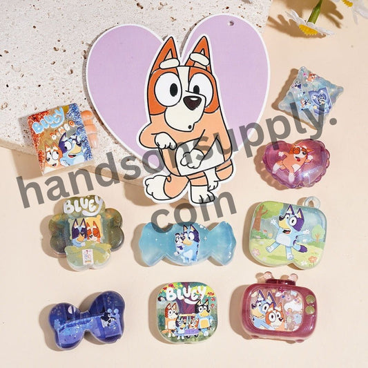 Cute Blue Puppy Dog Cartoon Character Series Acrylic Beads, Assorted Shapes, Random Mix