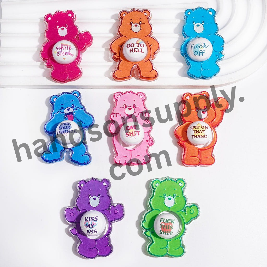Hollow Rainbow Bear and Round Acrylic Beads, Semi-Clear, Assorted Styles, Random Mix