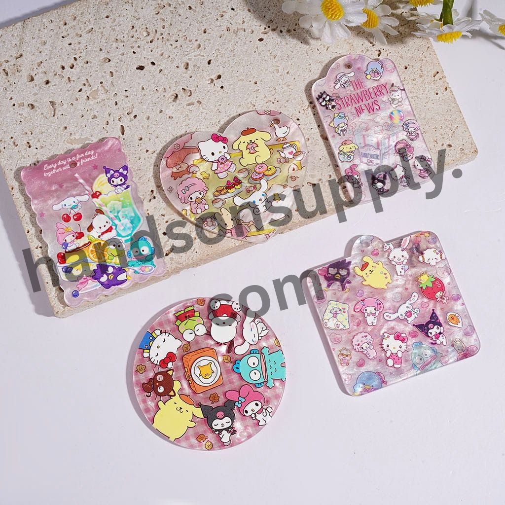Adorable Character Pink Series Acrylic Pendants, Variant Designs, Random Mix