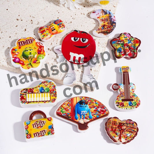 Sweet Candy Chip Cartoon Character in Snack Theme, Acrylic Beads for Pendants Random Mix