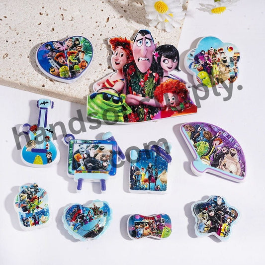 Elf Hotel Transylvania Cartoon Character Series, Acrylic Beads for Pendants, Various Shapes, Random Mix