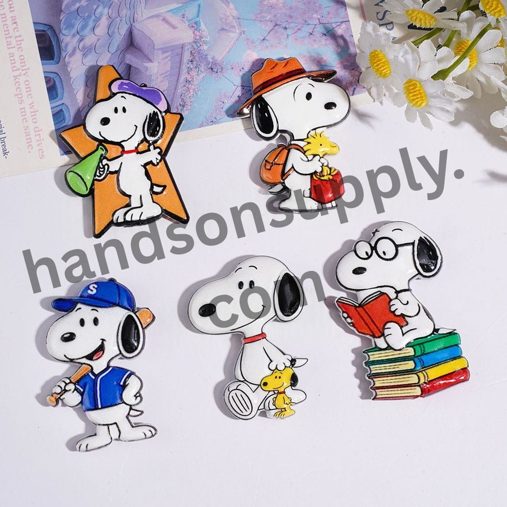 Adorable White Beagle Dog Character Series Acrylic Beads, Variant Designs, Random Mix