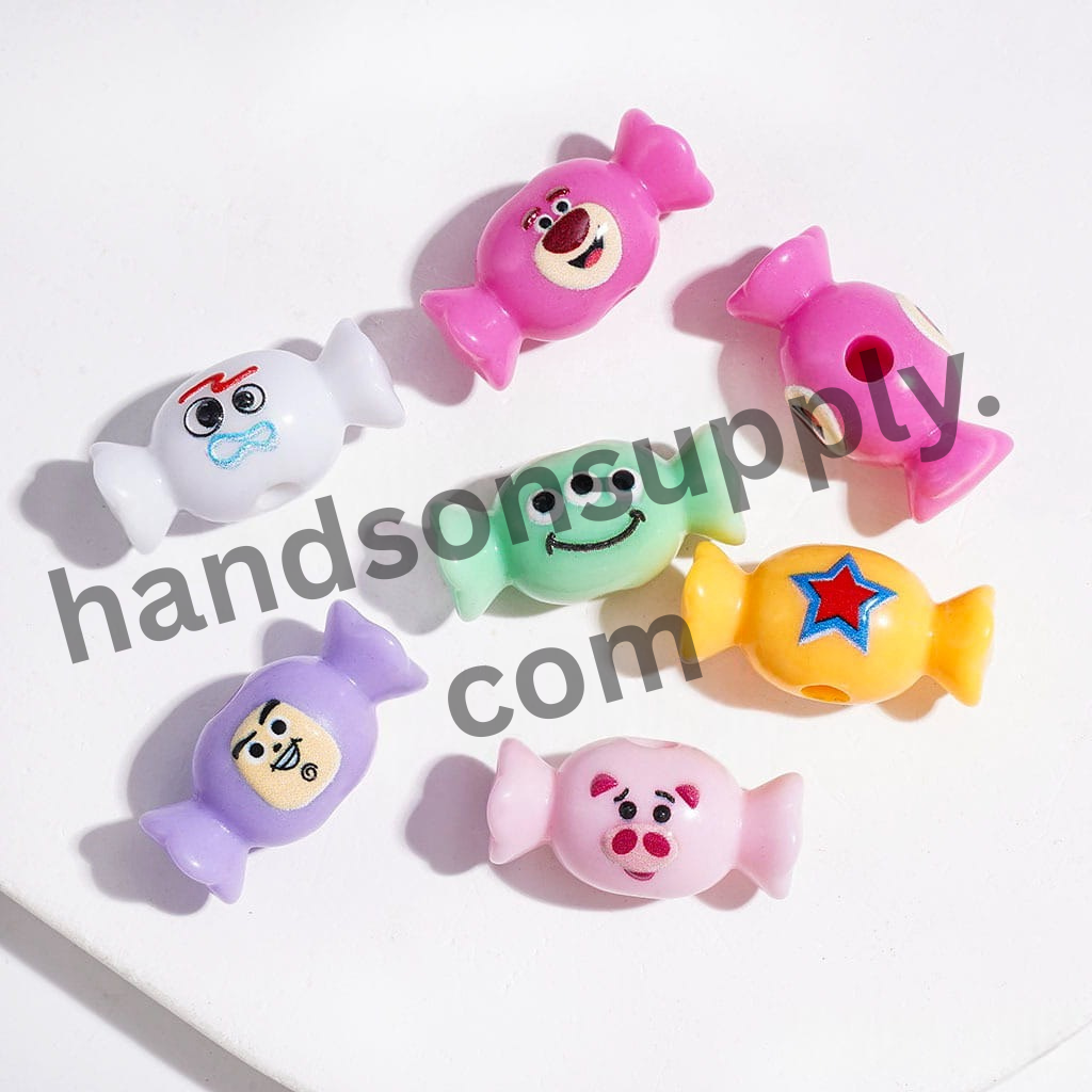 Candy Design Acrylic Beads in Toy Adventure Theme, 24*11MM, Multicolor Random Mix