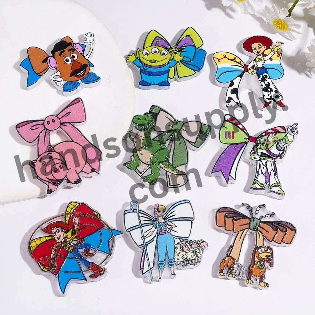 Playful Toy, Cowboy, Dinosaur & Animal Toy Adventure Designs Bowtie-Shaped Acrylic Beads, Random Mix