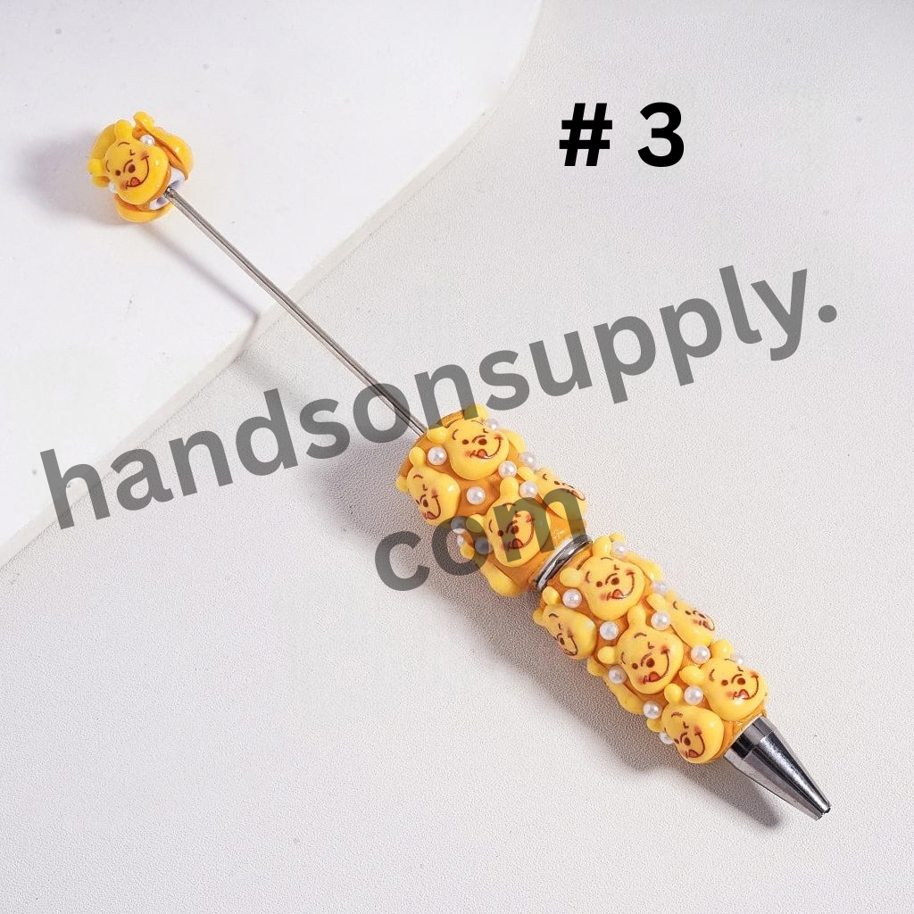Beadable Clay Pens Cute Donkey Honey Bear Pig White Pearls Character Series, Random Mix