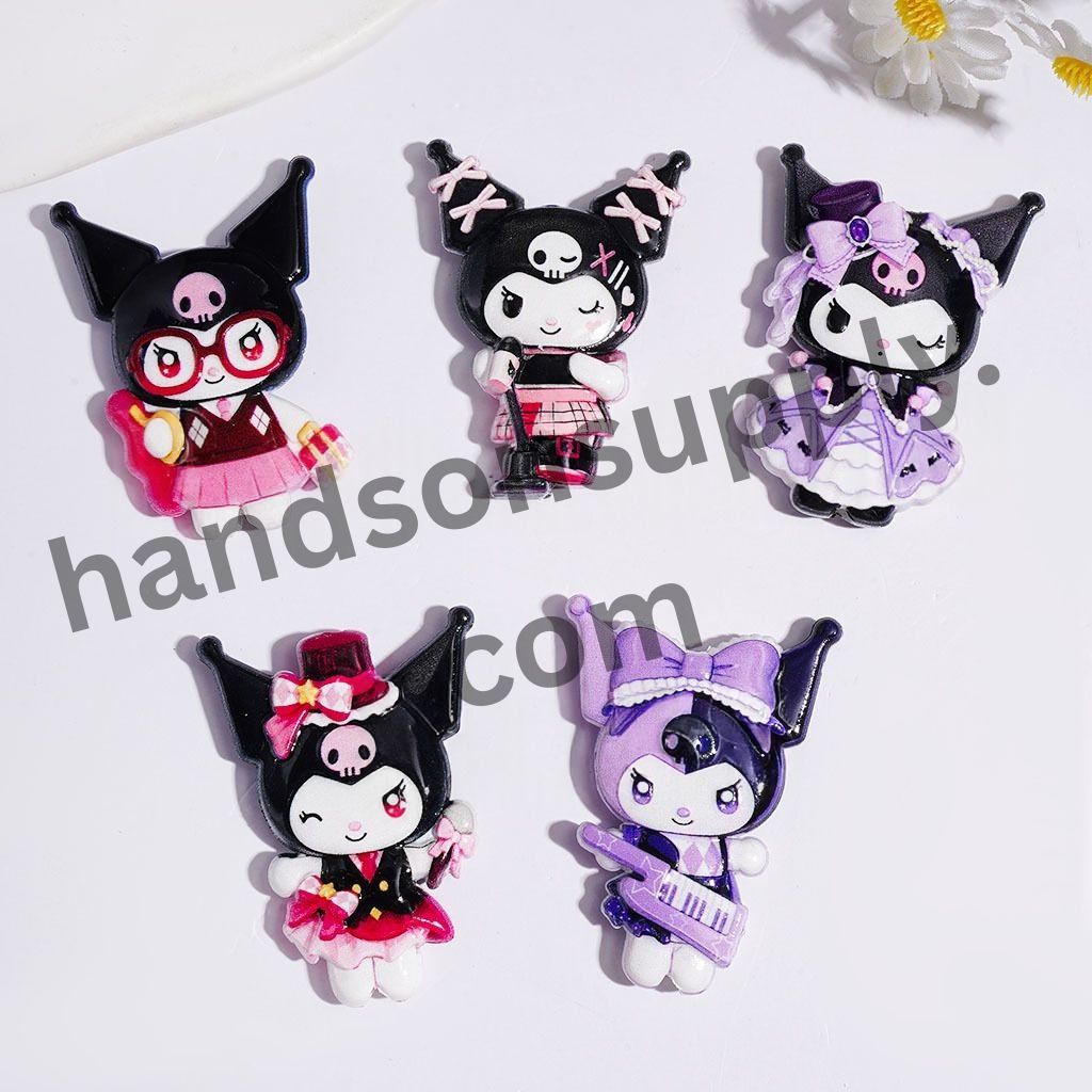 Spooky Halloween Evil Girl Character Acrylic Beads, Assorted Designs, Random Mix