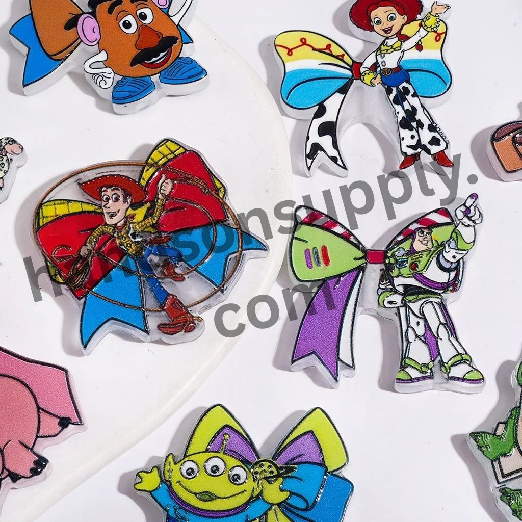 Playful Toy, Cowboy, Dinosaur & Animal Toy Adventure Designs Bowtie-Shaped Acrylic Beads, Random Mix