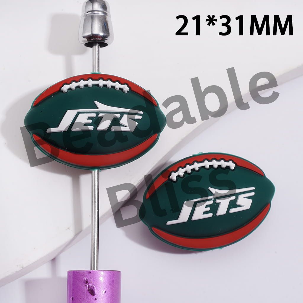 Silicone Focal Beads 3D American NY Jets Football Sports Theme