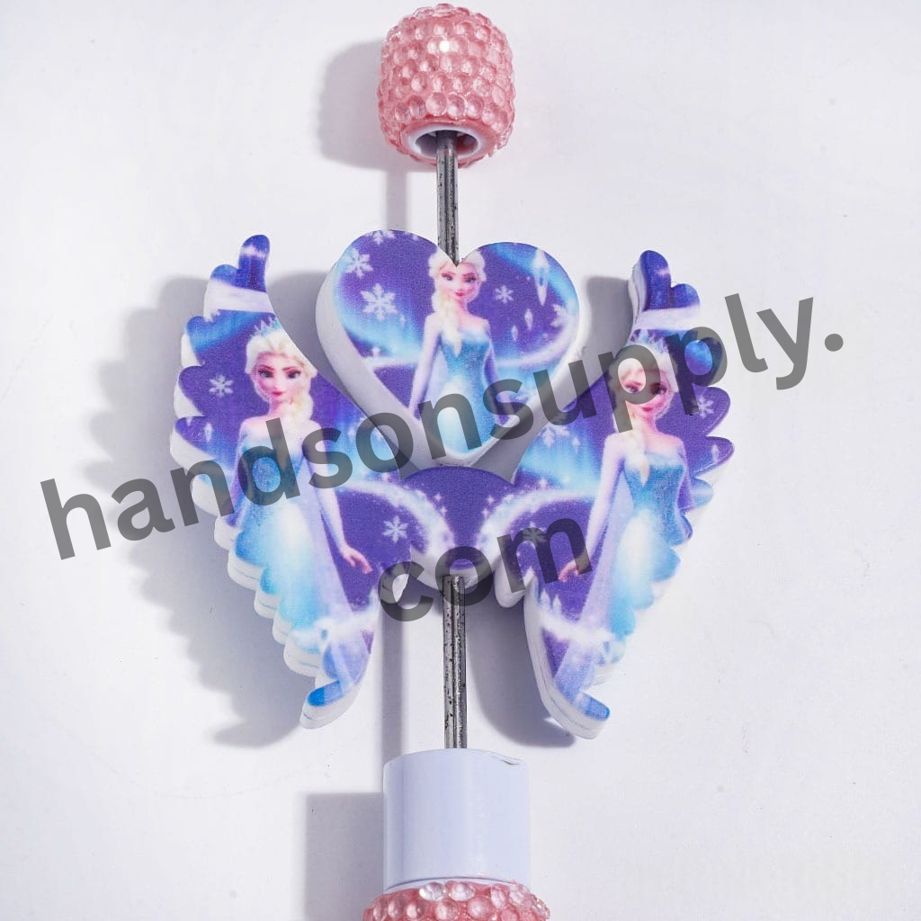 Pretty Princess Silicone Focal Beads with Snowflake, Heart and Wings,  40*46MM