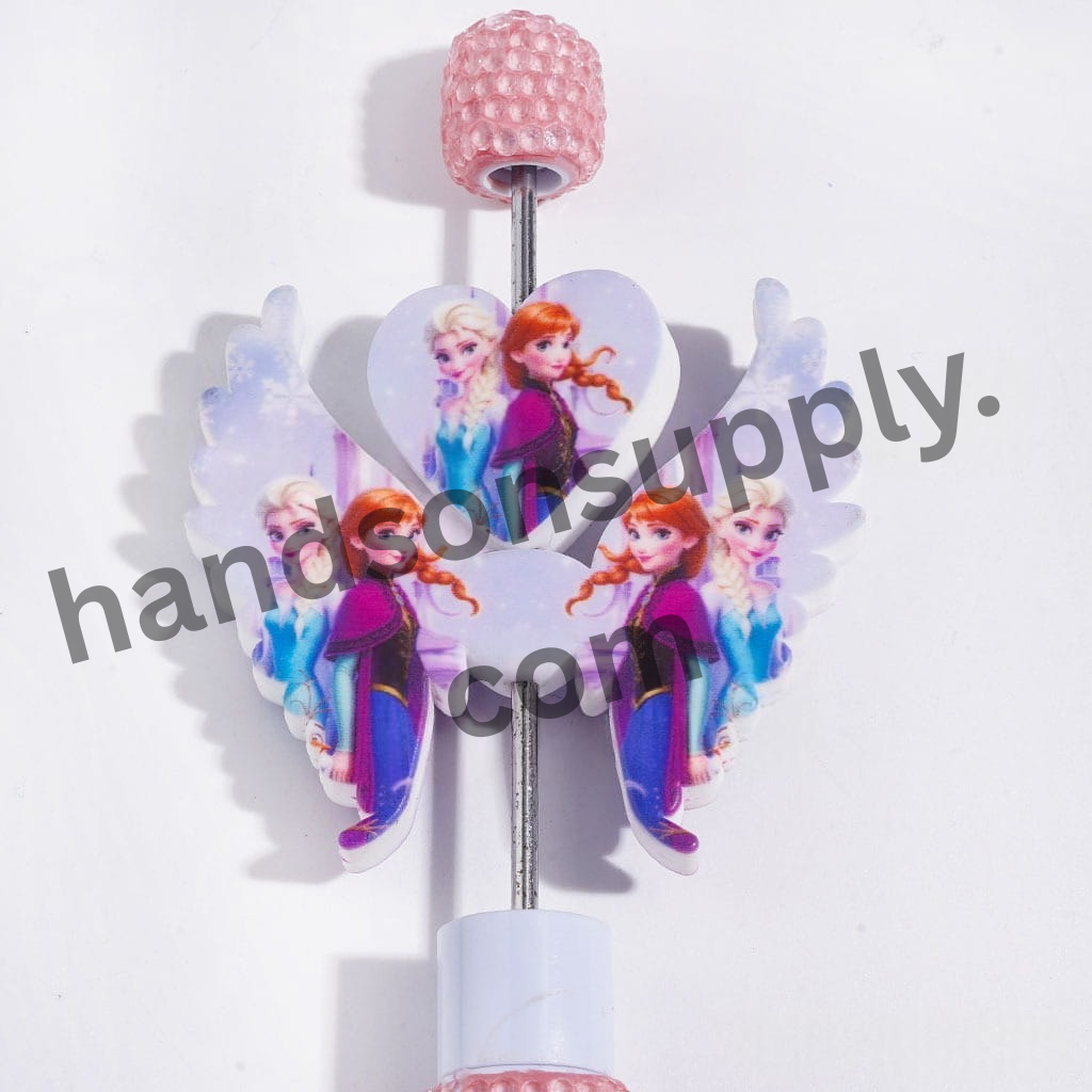 Pretty Princess Silicone Focal Beads with Heart and Wings, 40*46MM