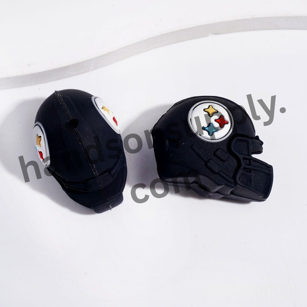 Pittsburgh Football Helmet 3D Silicone Focal Bead for DIY Bracelets & Keychains, 23 × 30mm
