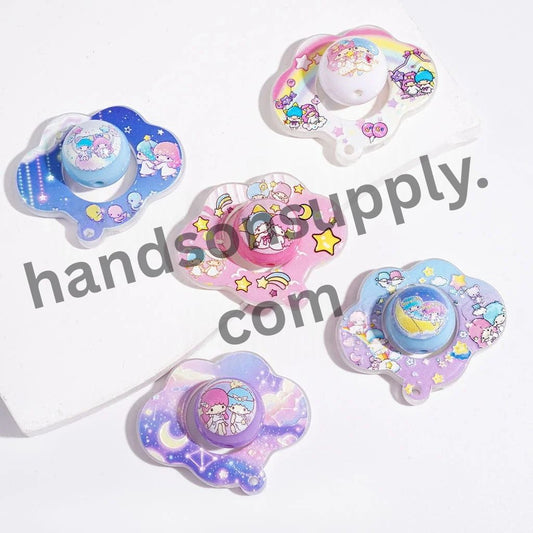Magical Twin Double Star Fairy Prints Hollowed Cloud and Round Acrylic Beads Collection Set, Random Mix