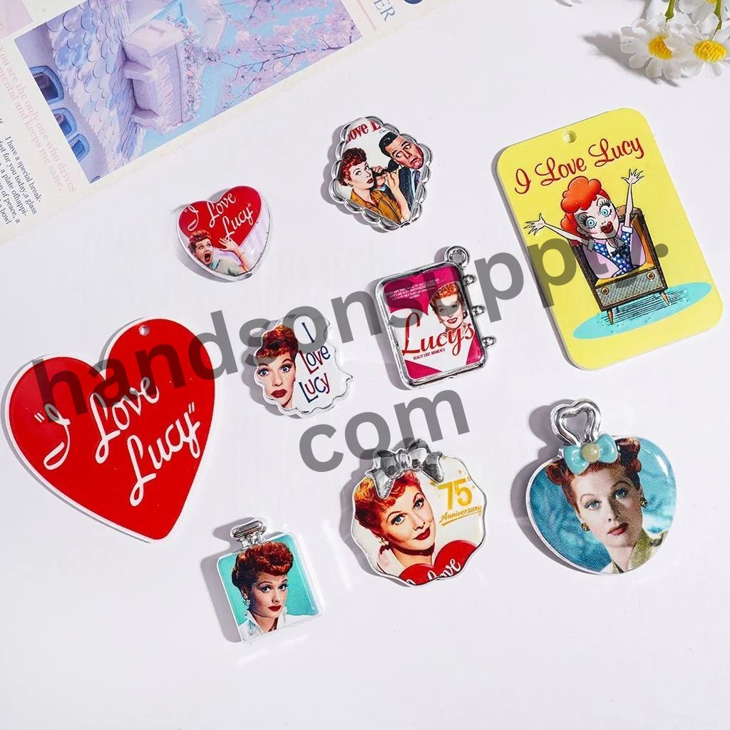Romantic Lover Character Series Acrylic Beads & Pendants, Random Mix