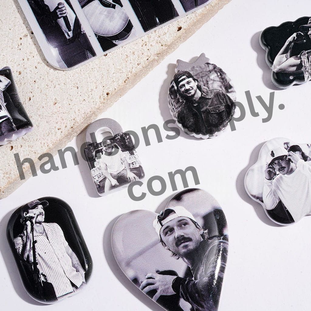 Country Music Singer Character Black & White Series Acrylic Beads & Pendants, Classic Designs, Random Mix
