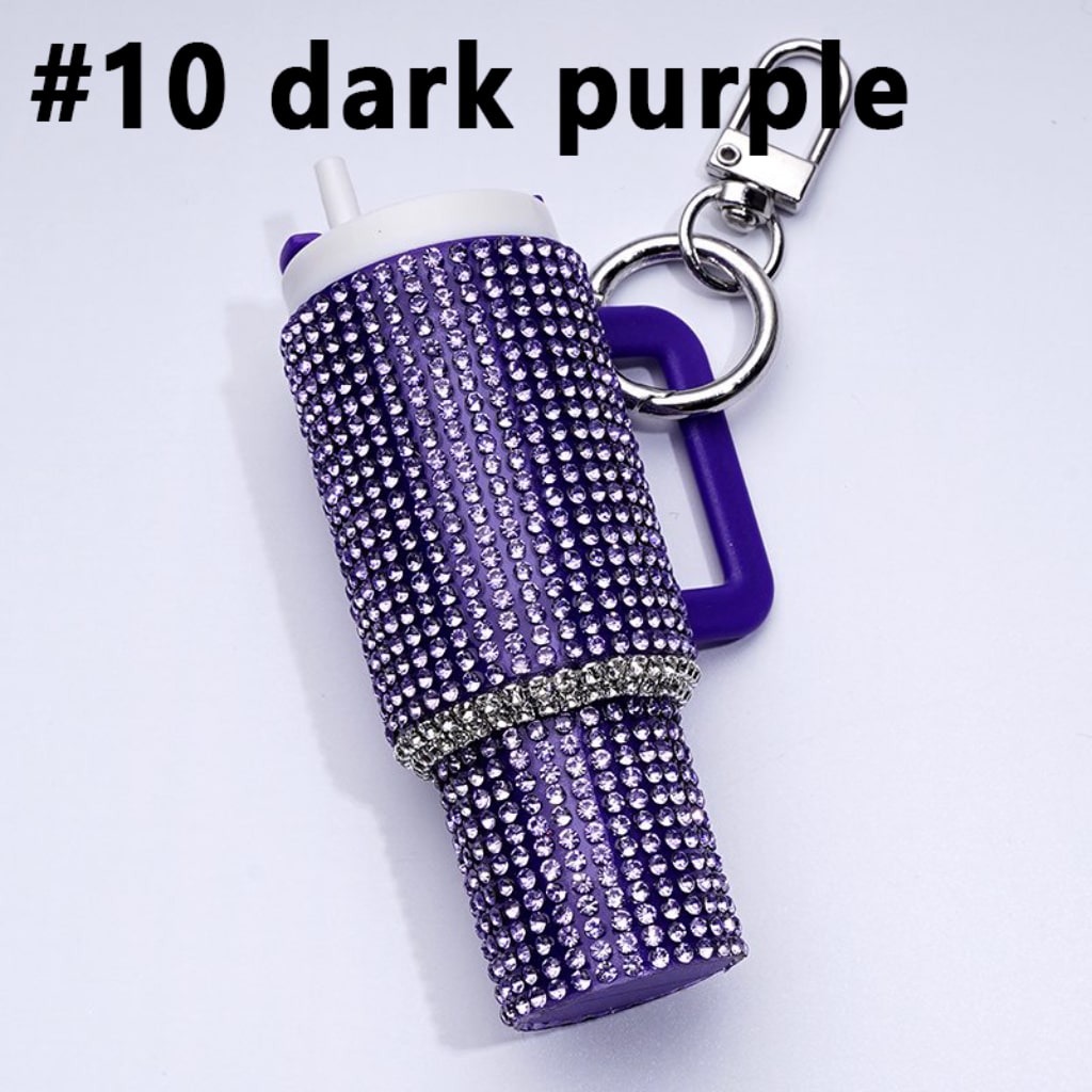 Rhinestones Bling Bling Mini Colorful Tumbler Chapstick Holder, Stanley Keychain Chapstick Holder, Size 10*5*3cm