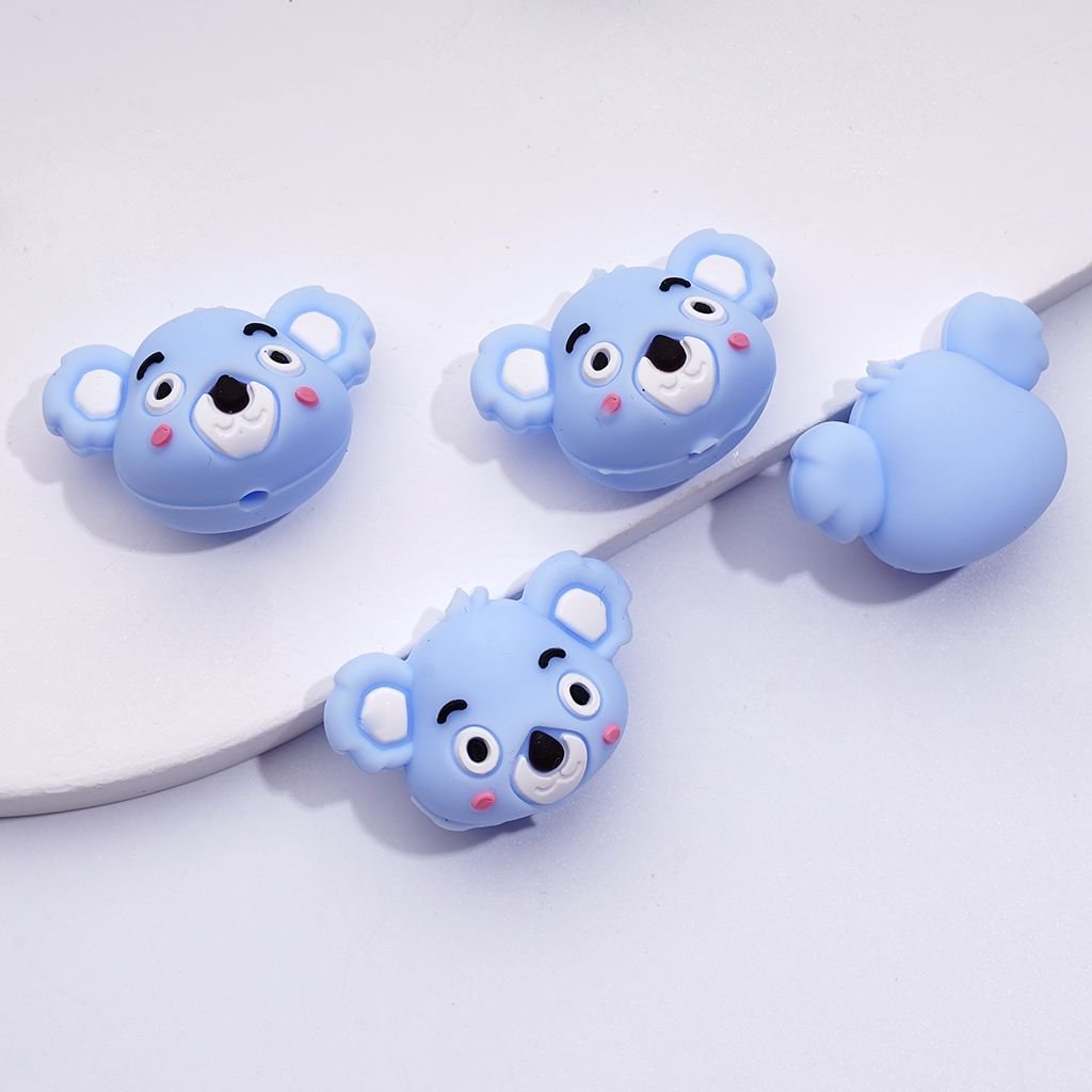 3D Naughty Cute Koala Head Silicone Focal Beads