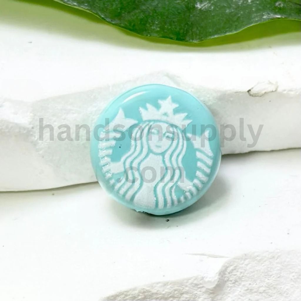 Coffee Theme Round Flat Acrylic Beads Café Sign Style 17mm