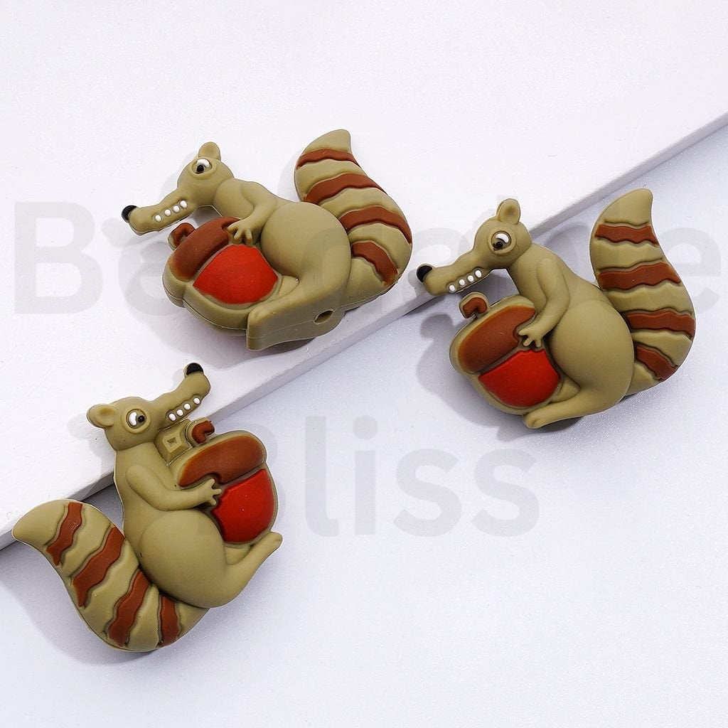 3D Cute Animals Squirrel Sloth Si Lion Ale Elephant Mann Penguin Skippe Saber-toothed Honey Bear Dieg Ice Ag Madgasca Silicone Focal Beads