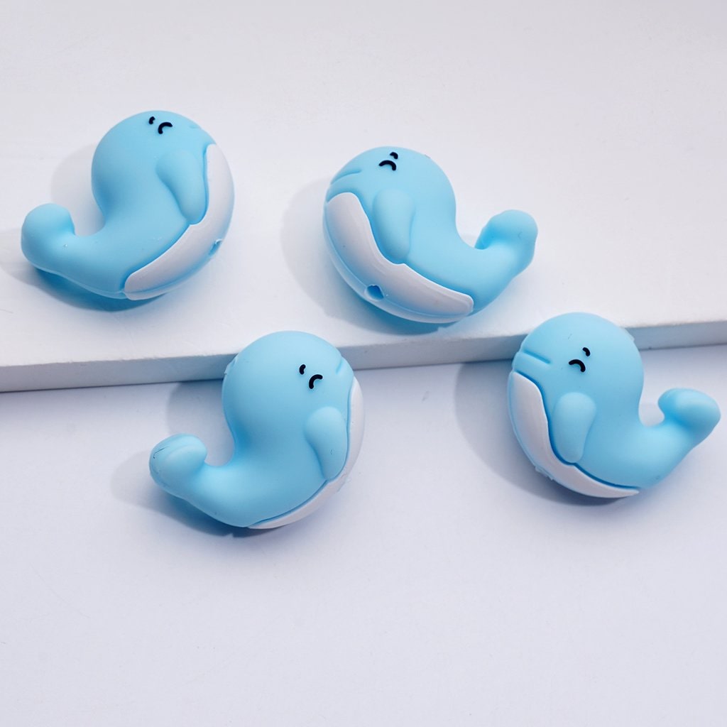 Vibrant 3D Blue Whale Silicone Beads – Adorable Ocean-Themed Focal Accent