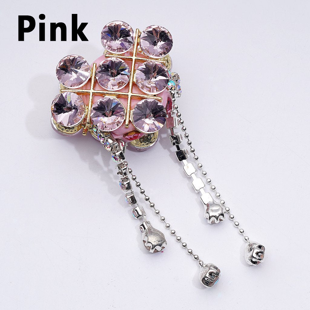 Gold Alloy Heart Fancy Exquisite with Shiny Rhinestones Chains Pendants Glitter Flowers and Decorative Clay Beads Around 34*28*18MM