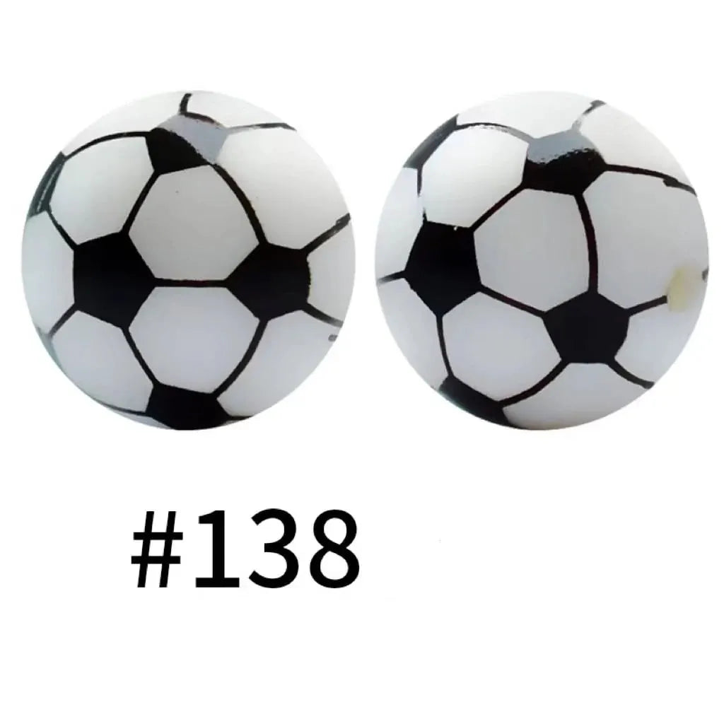 Round Printed Silicone Beads 15 mm