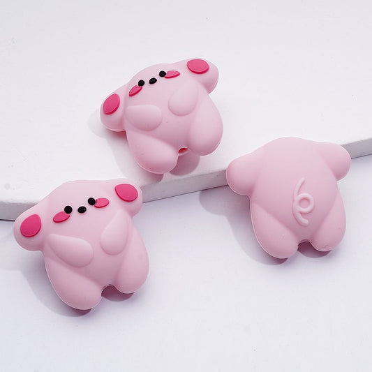 Adorable 3D Pink Piglet Silicone Beads – Cute Focal Charms
