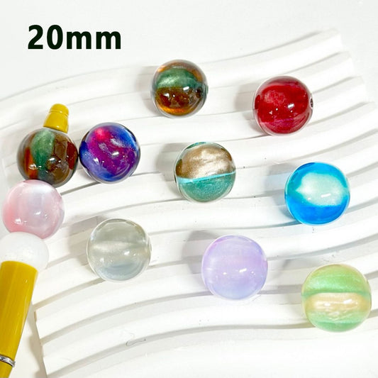 Glitter Colorful Round Vivid Galaxy Acrylic Beads, 20MM, Please Read the Description
