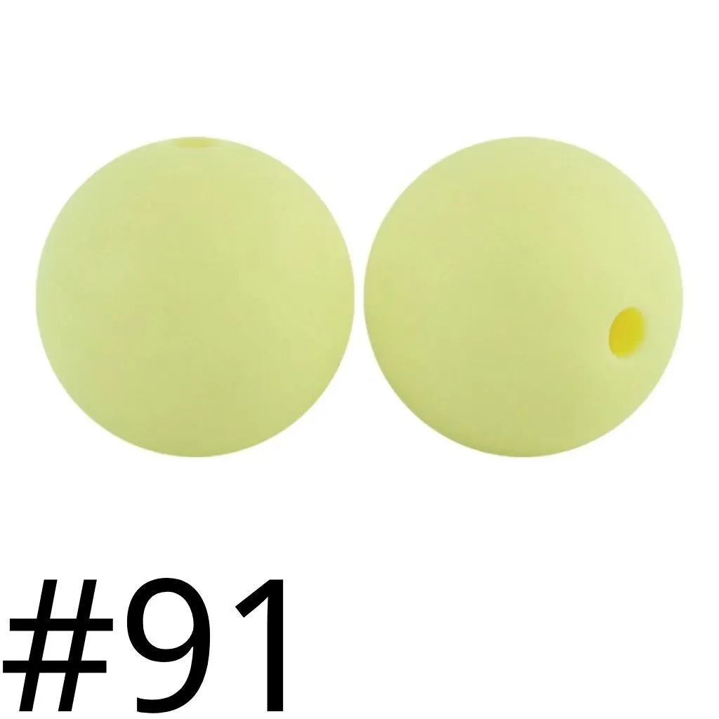 Solid Colored Silicone Beads 15 mm