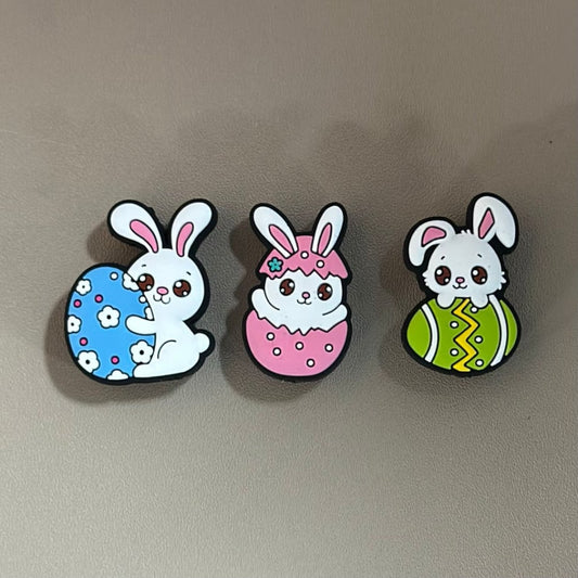 Colorful Eggs Little Cute Bunny Rabbit Easter Silicone Focal Beads