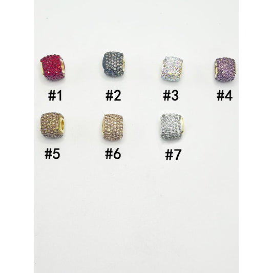 Clay Spacer Square Shape with Rhinestones in Solid Colors, 8MM by 12MM