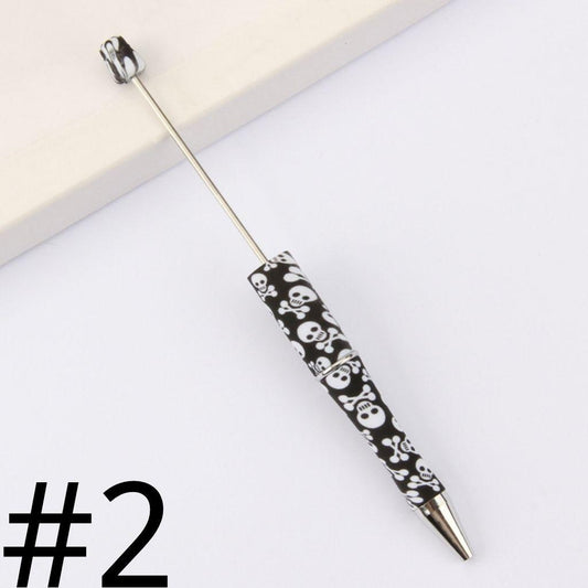 Black Floral Skeleton Printed Beadable Pens Number 2