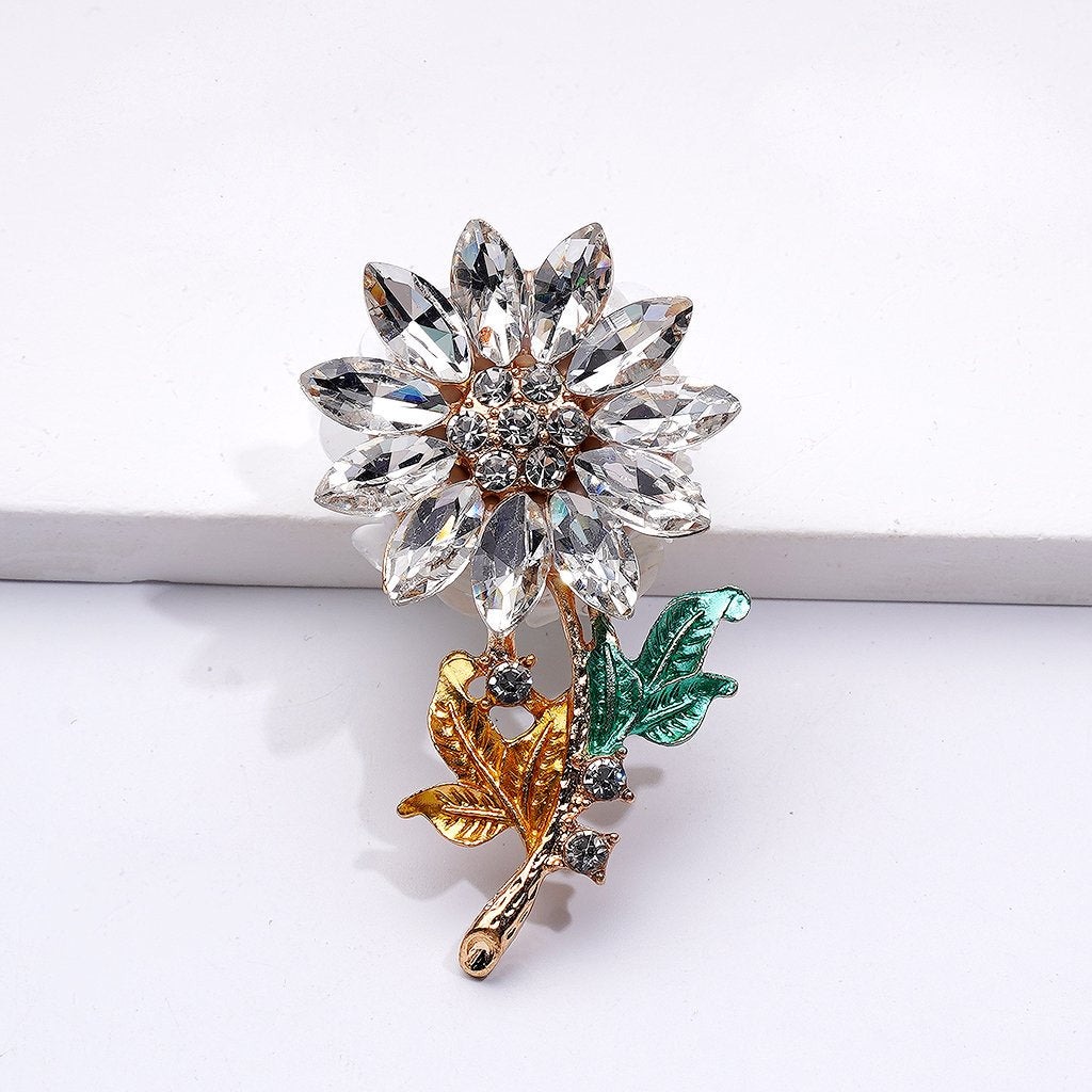 Sparkling Gold Alloy Sunflower Pendant – Shiny Rhinestones, Adorable Hearts, Butterflies & Floral Clay Beads (Approx. 50×27MM)