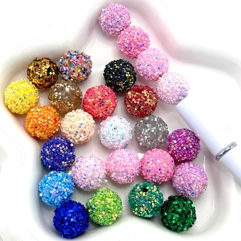 Sparkling Rhinestone Sugar Beads 16mm