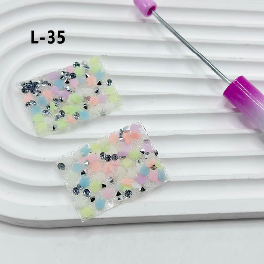 DIY Bling Bling Cone Shape Clear Rhinestones Colorful Bunny Heads Wraps Tapes For Pen, Around 40*28MM, 78pcs in 1 Sheet, Please Read the Description