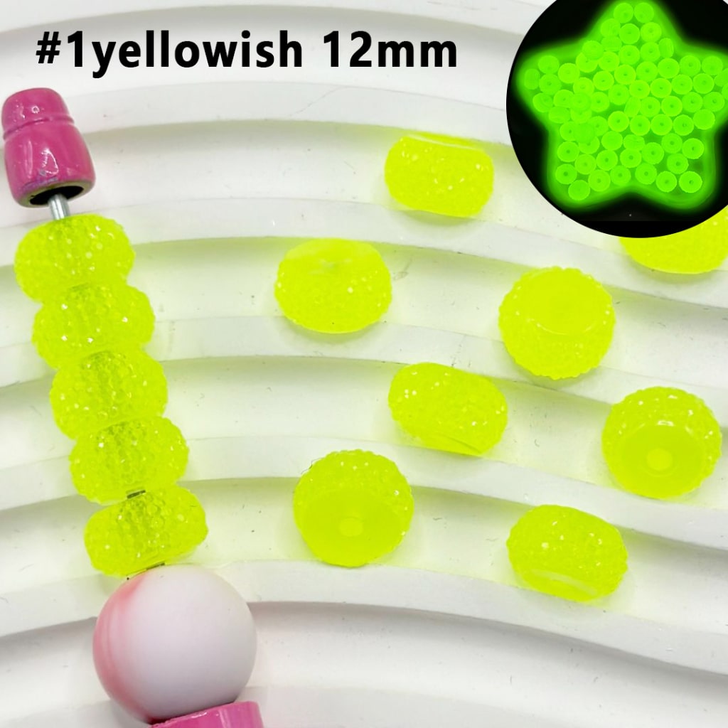 Wheel Luminous Colorful Acrylic Beads with Sugar Spacer Texture on Side, 12mm