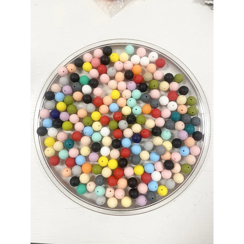 Solid Colored Silicone Beads 15 mm