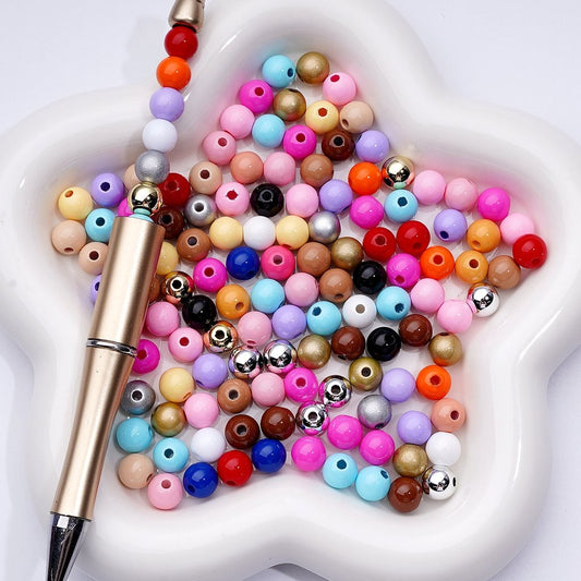 Vibrant Mini Round Acrylic Beads – Multi-Color Baking Stoving Varnish, 7MM