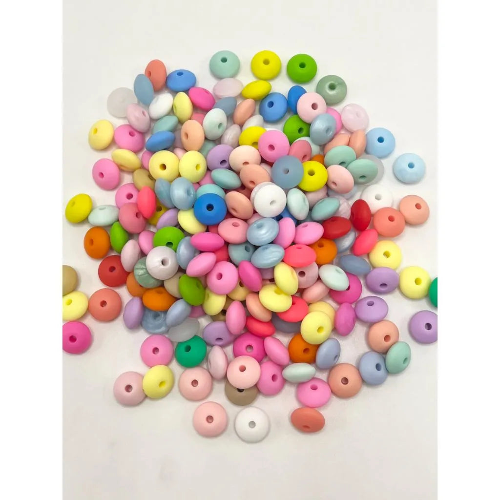 Lentil Silicone Beads Spacers Saucers 12mm