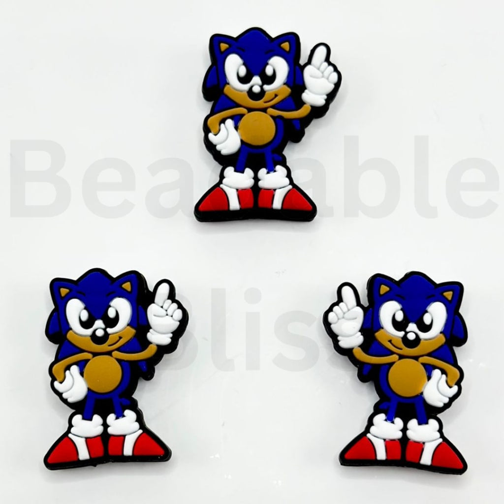 Cute Blue Hedgehog Soni Silicone Focal Beads