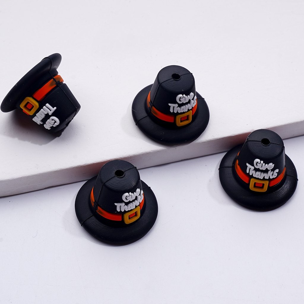 Autumn Harvest Silicone Beads 3D Turkey Gnome & Pumpkin Designs in Random Mix