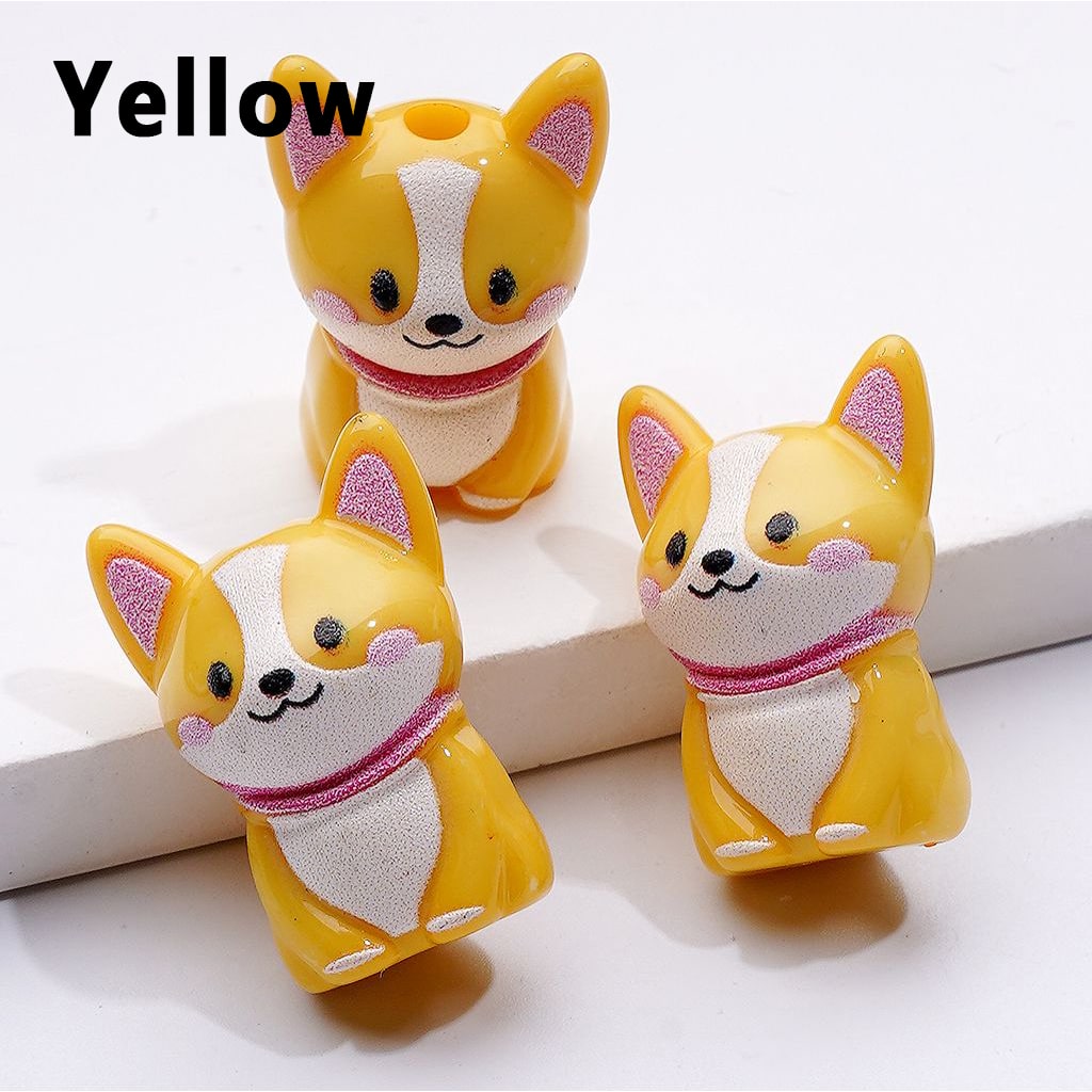 Adorable Solid Color Puppy Dog Acrylic Beads – 23x12MM Charm