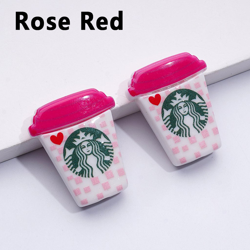 Coffee-Inspired Coffee Cup Design 30*26MM Colorful Acrylic Beads