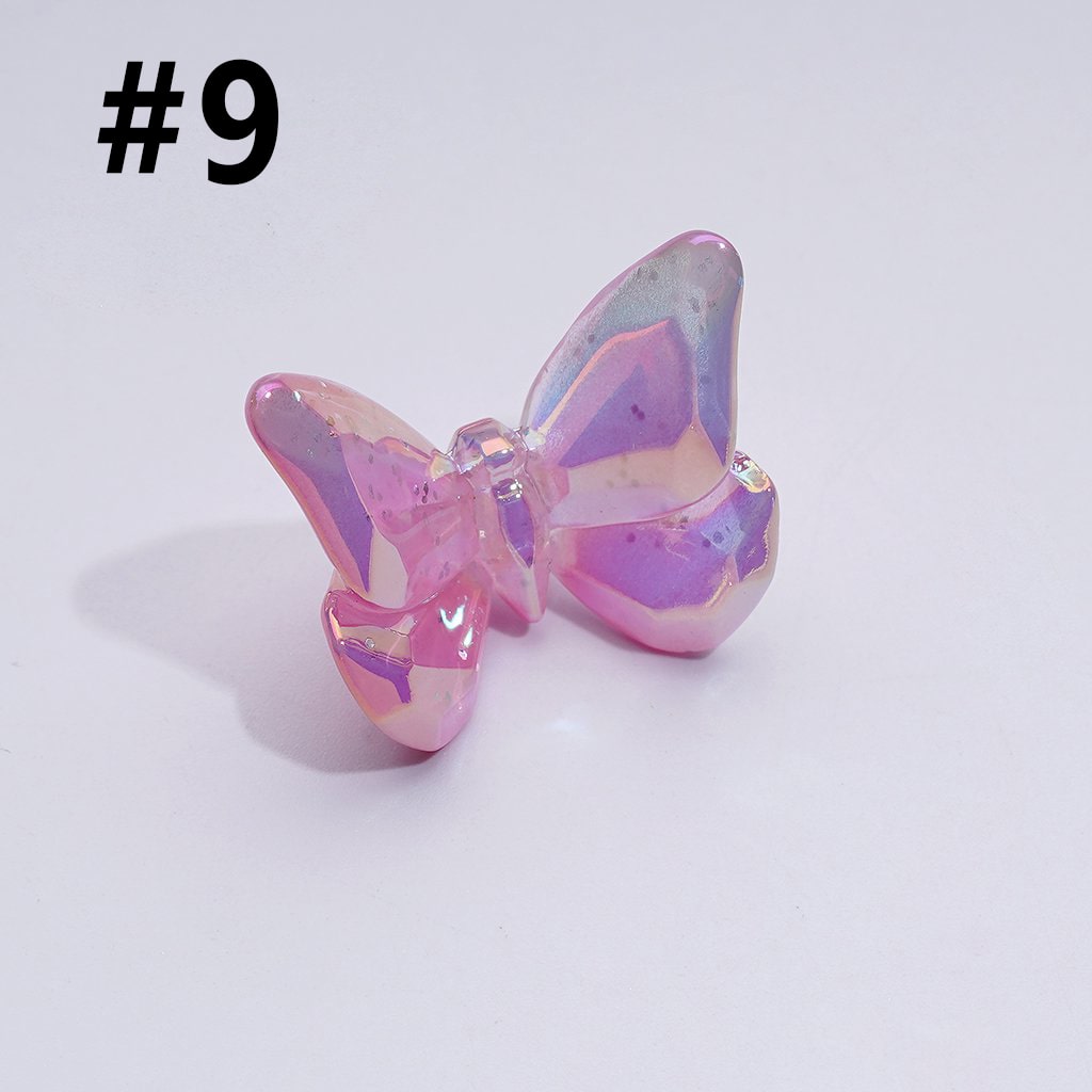 Multi-Color UV Coating Dazzling Butterfly Acrylic Beads, Around 24*20MM