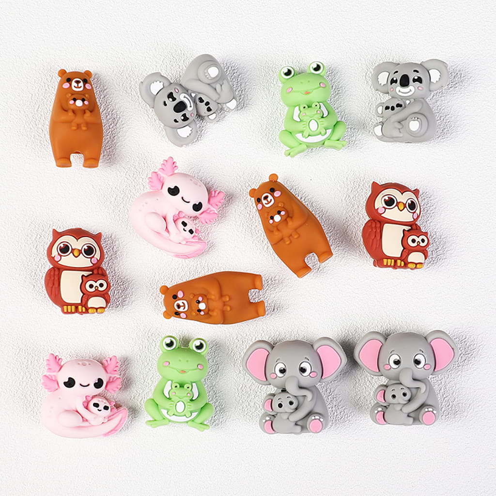 3D Mom & Baby Animal Series Mother’s Day Theme Silicone Focal Beads