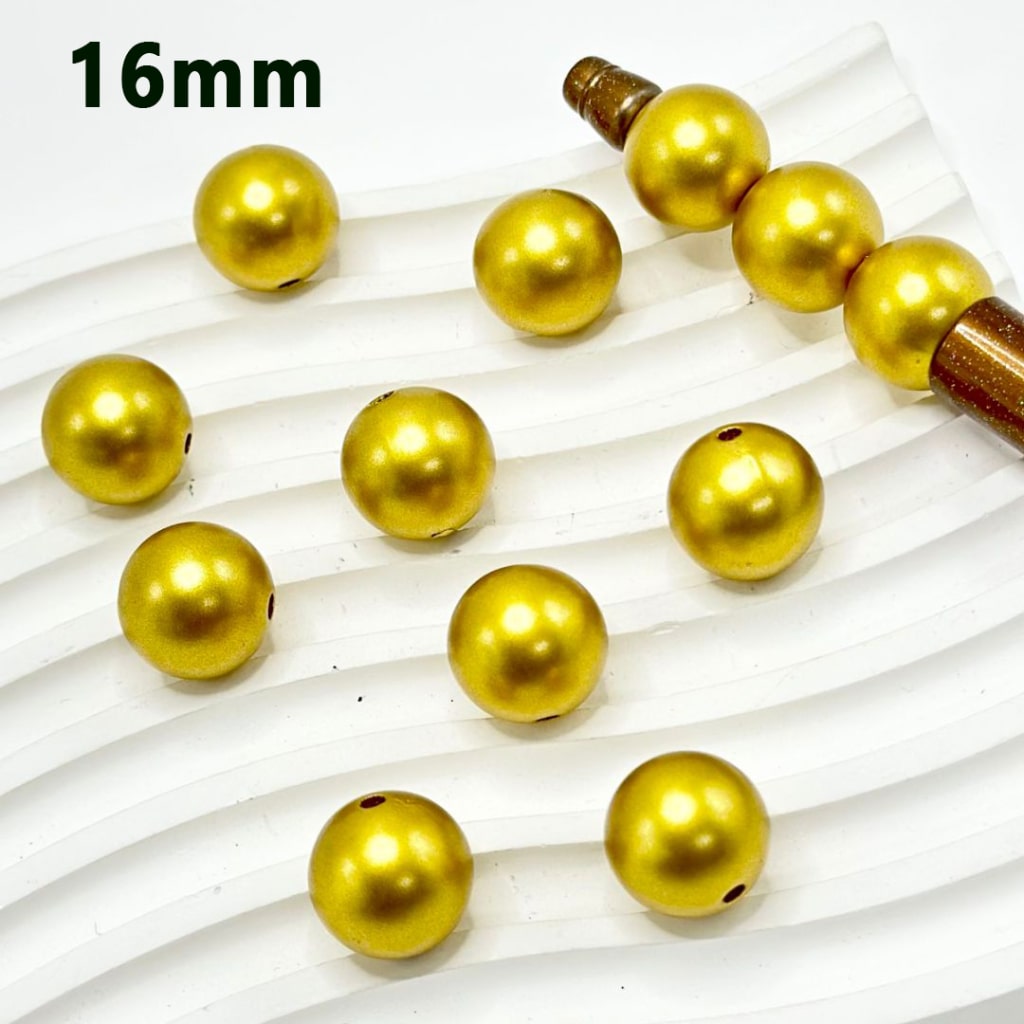 Round White Matte Color Gold Silver Black Acrylic Beads, 16MM