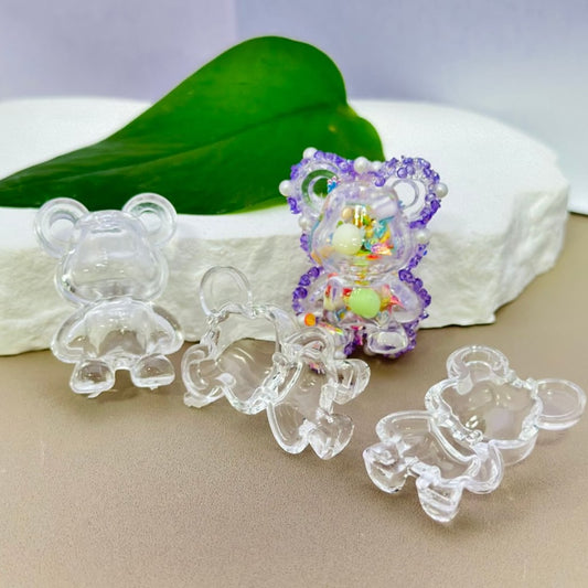 DIY Beadable Clear Hollow Bear Acrylic Beads 36*26MM