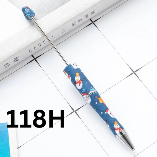 Santa with Blue Floral Printed Beadable Pens Number 118H
