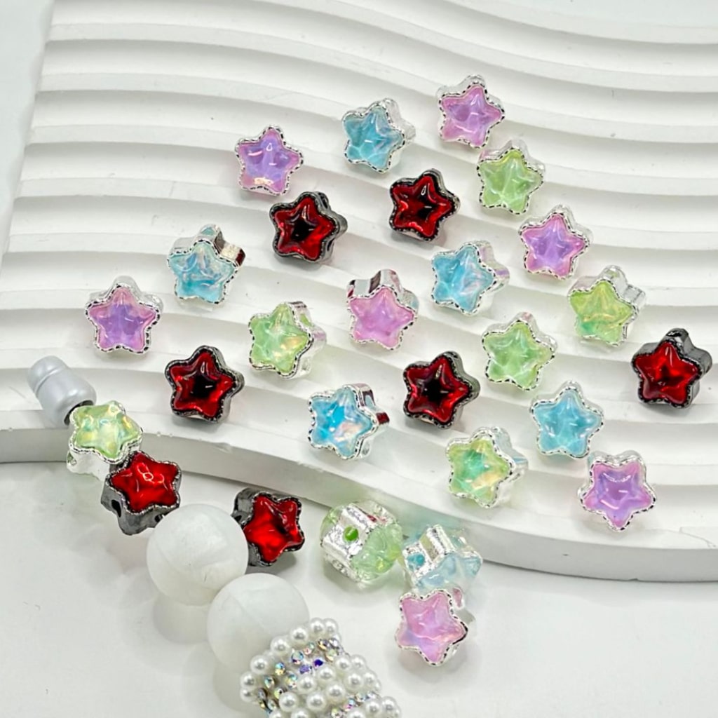 Gun Black Alloy & Bling Bling Silver Star Beads with Shiny Rhinestone, Around 12MM