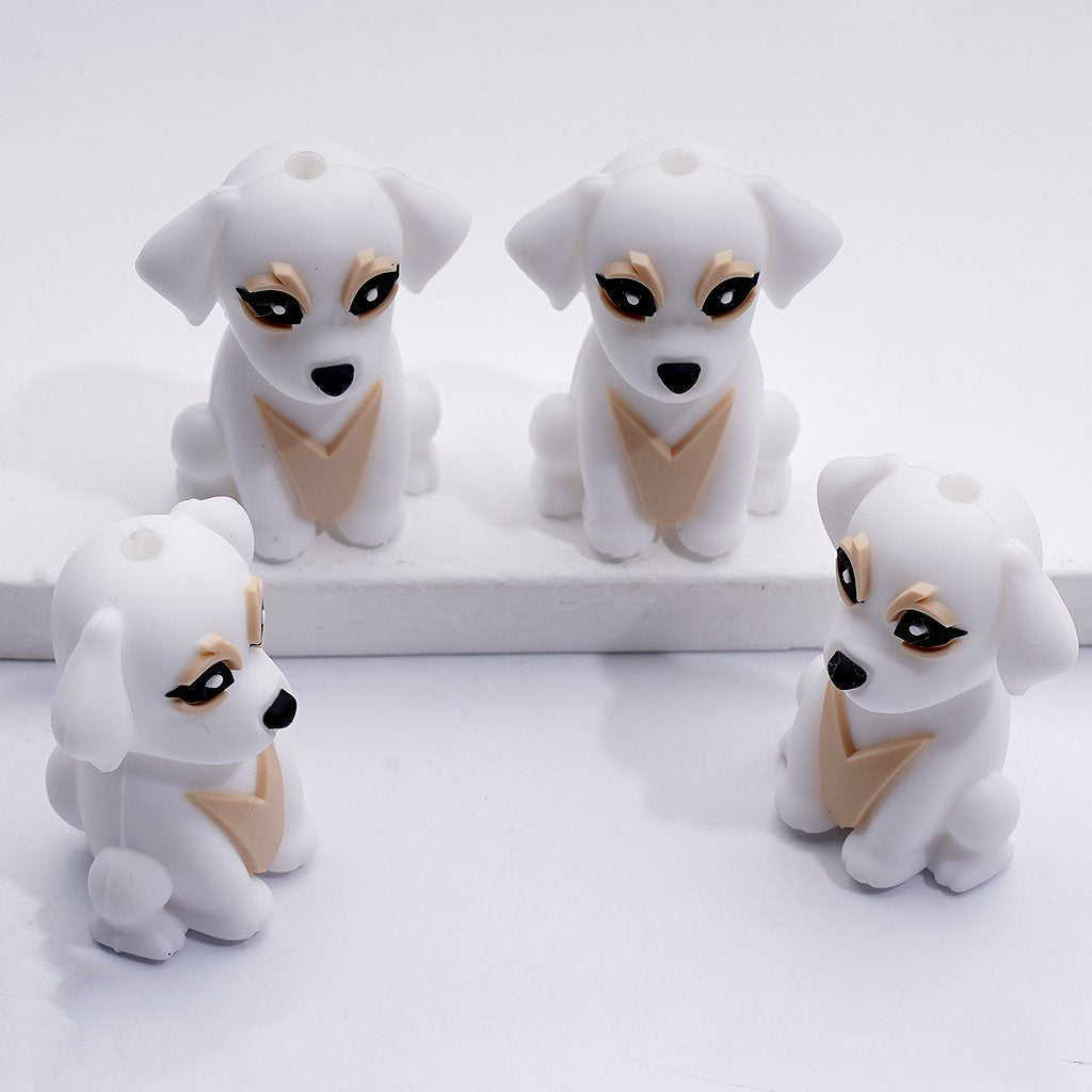 3D Puppy Dog Charms in Multi-Color Cute Silicone Focal Beads for Crafts, Random Mix